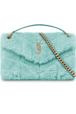 Saint Laurent LOULOU SMALL SHEARLING PUFFER BAG | ICED MINT